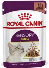 royal canin sensory smell korm konservirovannyj dlya vzroslykh koshek, stimuliruyushchij obonyatelnye retseptory, kusochki v souse